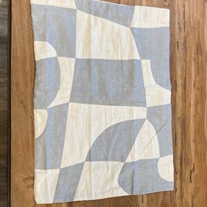 West Elm Blue and White Striped Linen Pillow Cover